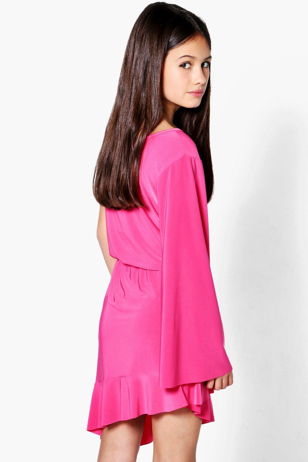 Robe asym trique volant e une paule d nud e pour filles boohoo